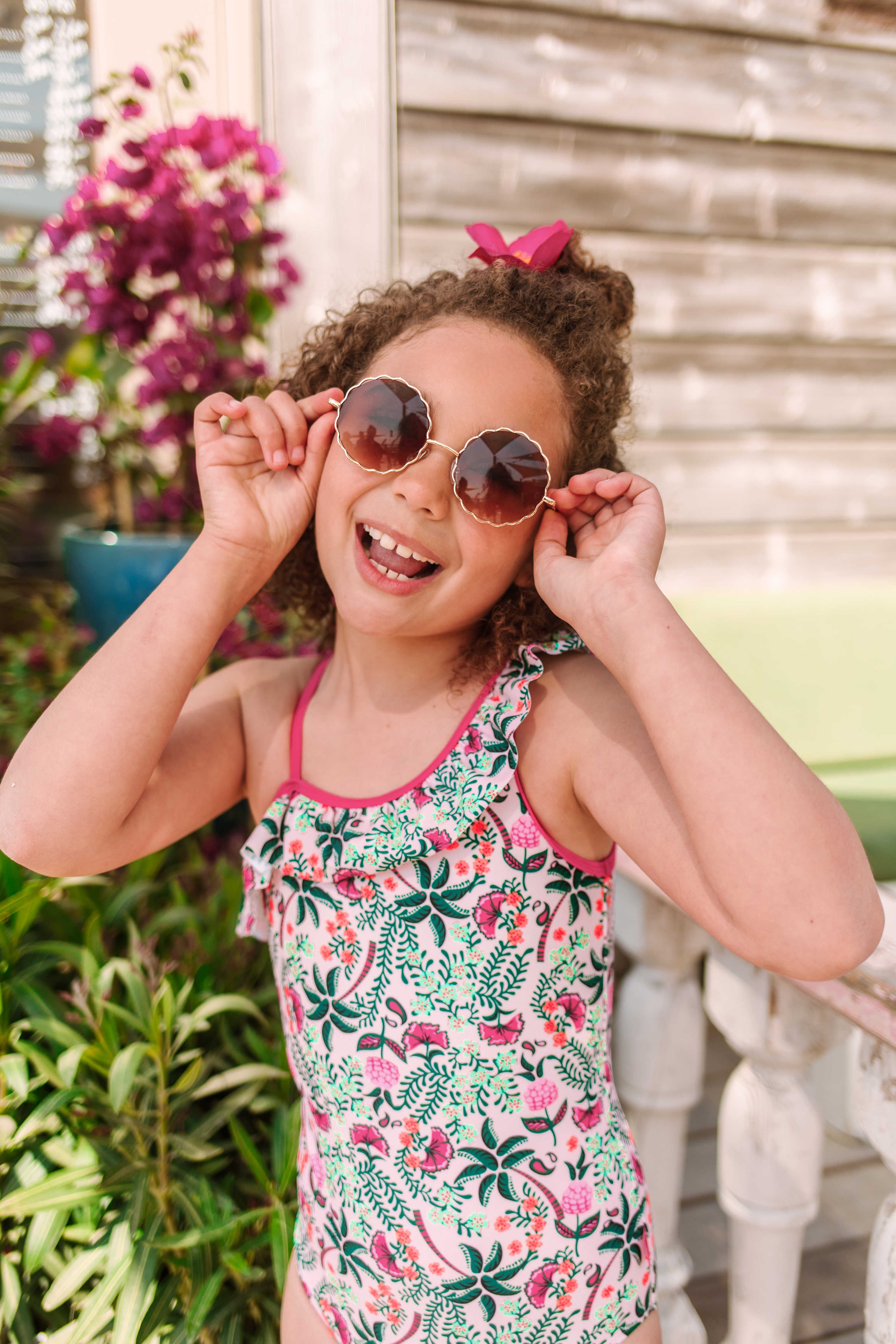 Floral sunset Just Beach girls swimsuit